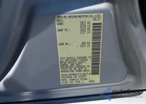 2017 Nissan Altima 2.5 S из США, поврежденный, VIN 1N4AL3AP0HN353674